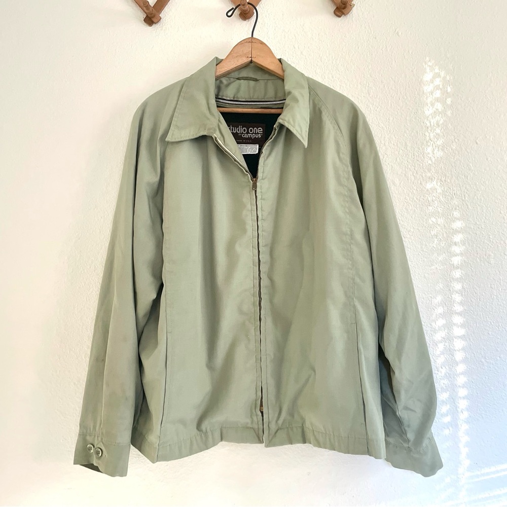 1980s Vintage Studio One Campus Sportwear Sage Green Jacket L XL